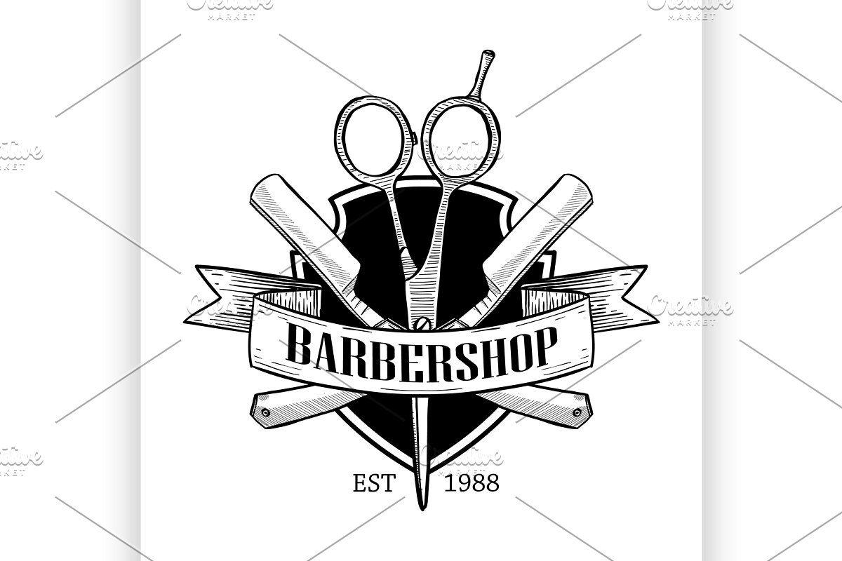 Scissors Logo - Barbershop logo with big scissors