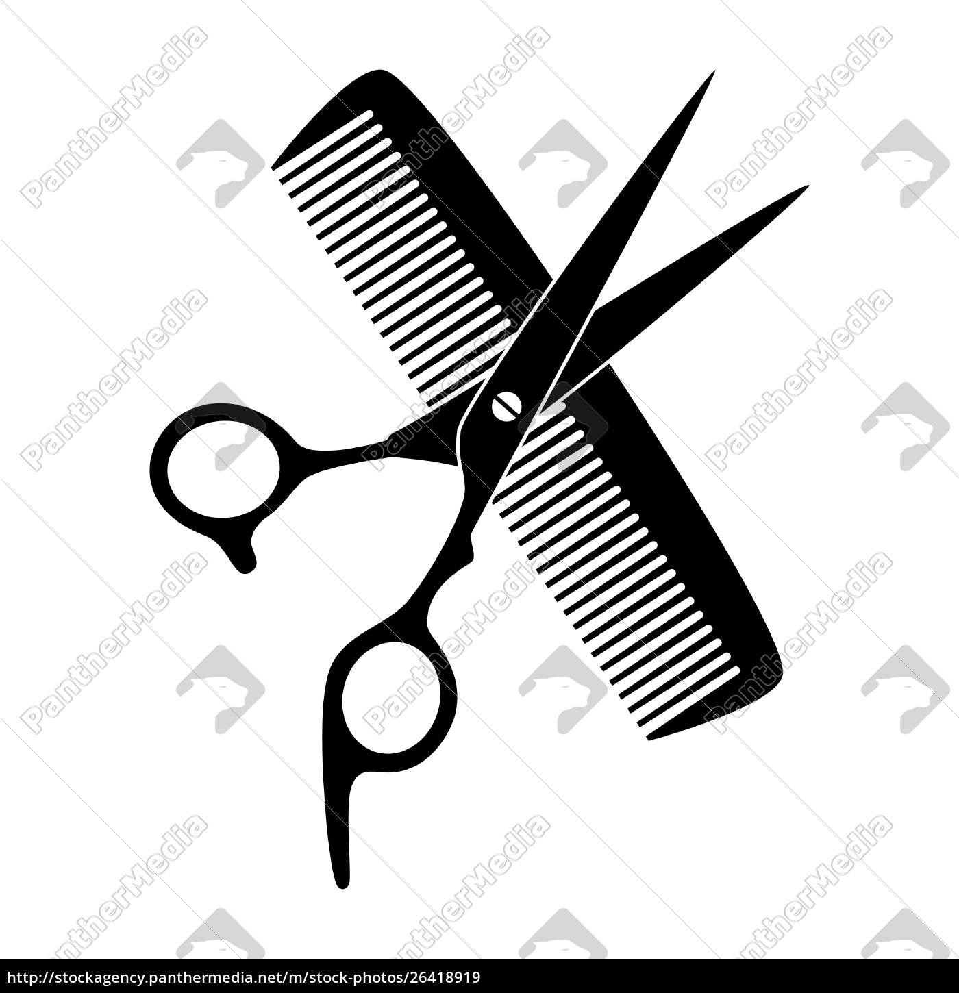 Scissors Logo - royalty free vector 26418919 - Scissors comb barber icon logo