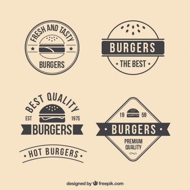 Burgers Logo - Retro burgers badges Free Vector | logo burger | Logo restaurant ...
