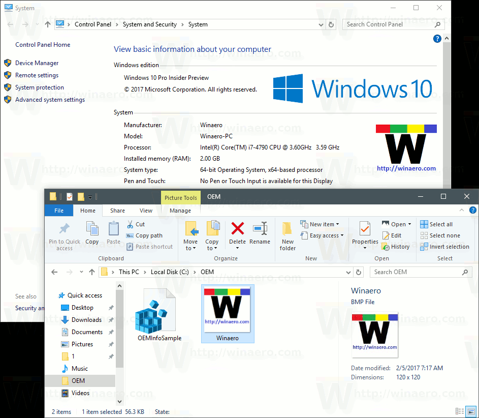 OEM Logo - Change or Add OEM Support Information in Windows 10