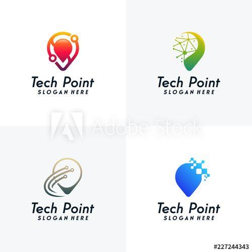 Point Logo - Set of Tech Point logo designs concept vector, Point tech logo