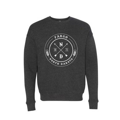 Sweater Logo - Fargo ND Round Arrow Crew Neck Sweater (Dark Grey Heather)