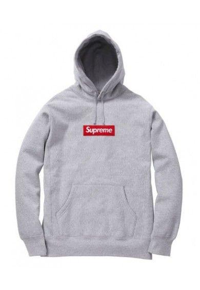 Sweater Logo - Supreme Box Logo Pullover Hoodie (Gray)