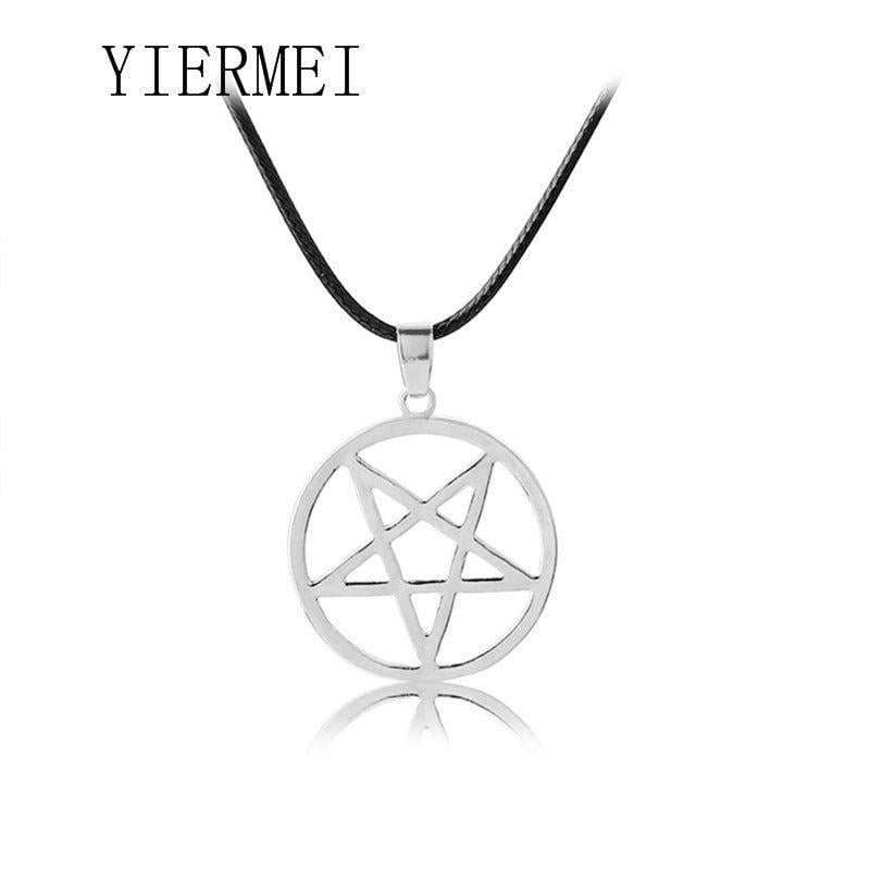 Necklace Logo - US $0.77 25% OFF. Black Butler Necklace Pentacle Pentagram Pendant Lucifer Satan Logo Sign Silver Supernatural Jewelry For Men And Women Wholesal In