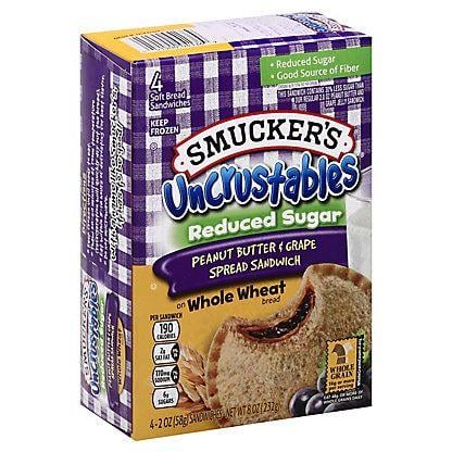 Uncrustables Logo - Smucker's Uncrustables Reduced Sugar Whole Wheat Peanut Butter & Grape  Spread Sandwiches,4 ct