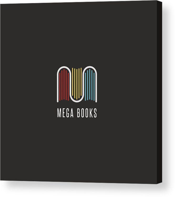 Bookstore Logo - Bookstore Logo Idea, Colorful Books Logotype In The Form Of Letter M, Emblem Mockup For Publishers, Libraries And Encyclopedias. Acrylic Print