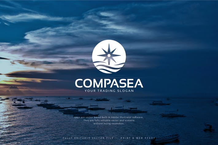 Sea Logo - Compass Sea Logo by designhatti on Envato Elements