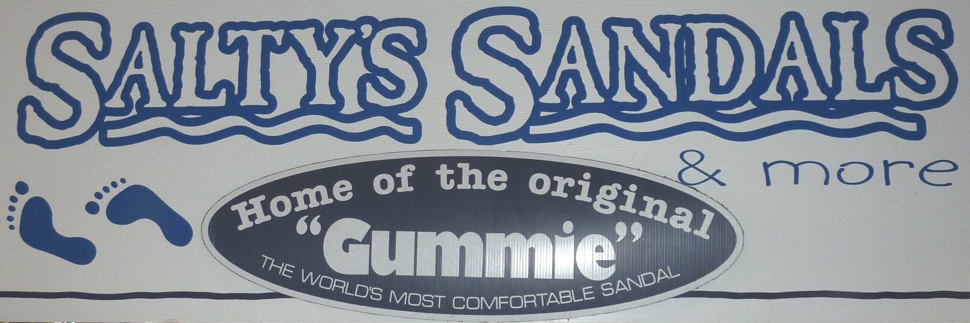 Salty's Logo - Salty's Sandals. Home of the Original Gummie