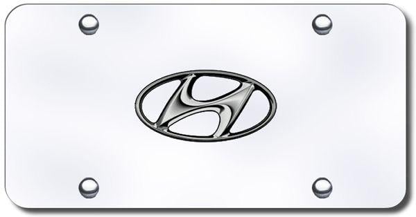 Huyndai Logo - 3D Chrome Hyundai Logo Stainless Steel License Plate