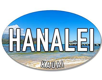 Hanalei Logo - American Vinyl Oval Hanalei Sticker Kauai Hawaii hi sea