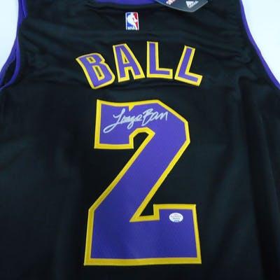 Lonzo Logo - Lonzo Ball Los Angeles Lakers Signed NBA logo black basketball ...