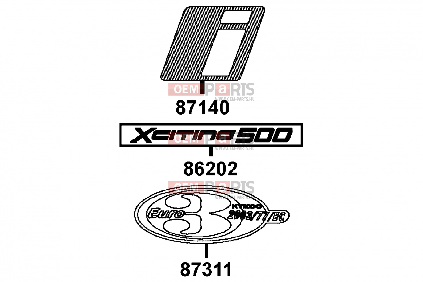 Xciting Logo - Kymco XCITING 500i SBA0AE F25 EmblemStripe exploded drawing > oem ...