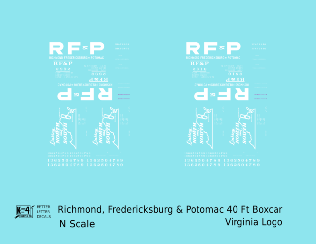 Rf&P Logo - K4 N Decals Richmond, Fredericksburg & Potomac 40 Ft Boxcar RF&P Virginia  Logo