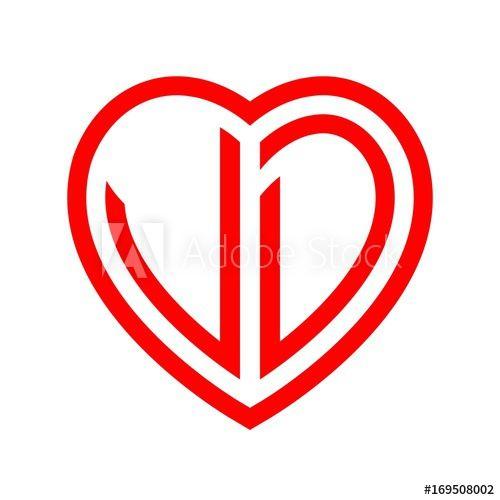 Vd Logo - initial letters logo vd red monogram heart love shape this