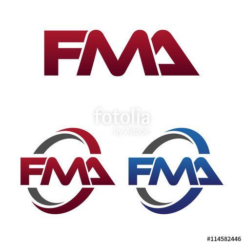 FMA Logo - Modern 3 Letters Initial logo Vector Swoosh Red Blue fma Stock