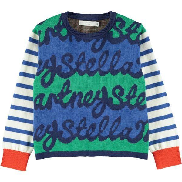 Frederica Logo - 'Frederica' Logo & Stripes Jumper Blue