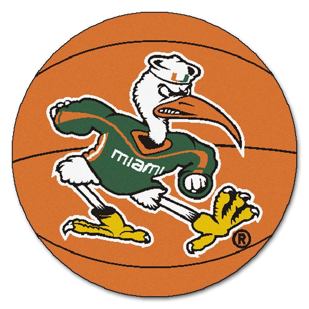 Ibis Logo - FANMATS NCAA University of Miami Sebastian the Ibis Logo Orange 2 ft. x 2  ft. Round Area Rug
