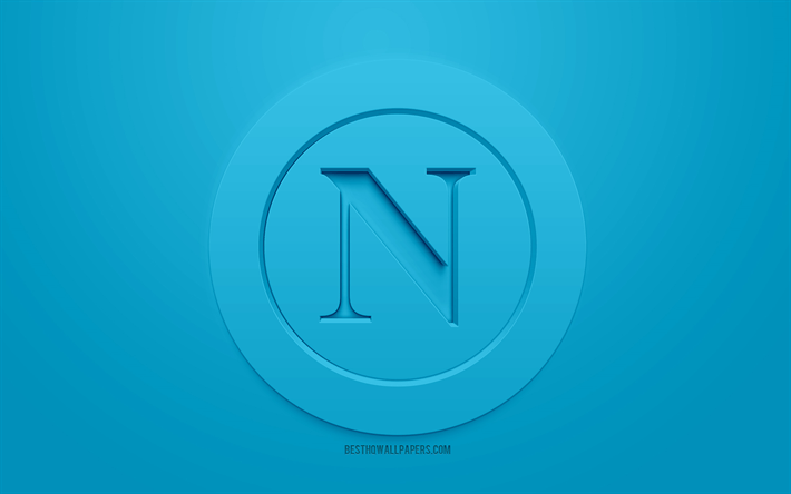 Napoli Logo - Download wallpapers SSC Napoli, creative 3D logo, blue background ...