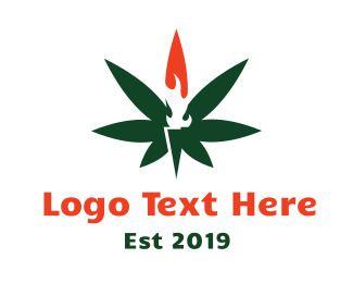 Hemp Logo - Green Cannabis Flame Logo