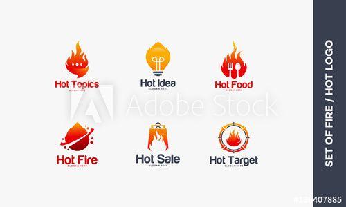 Topic Logo - Set of Fire logo designs concept, Hot topic, Spirit Idea, Hot Food ...