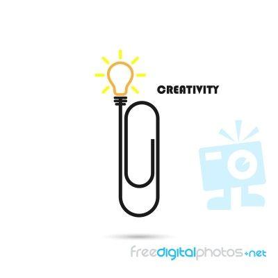 Clip Logo - Creative Paper Clip And Light Bulb Logo Design Stock Image - Royalty ...