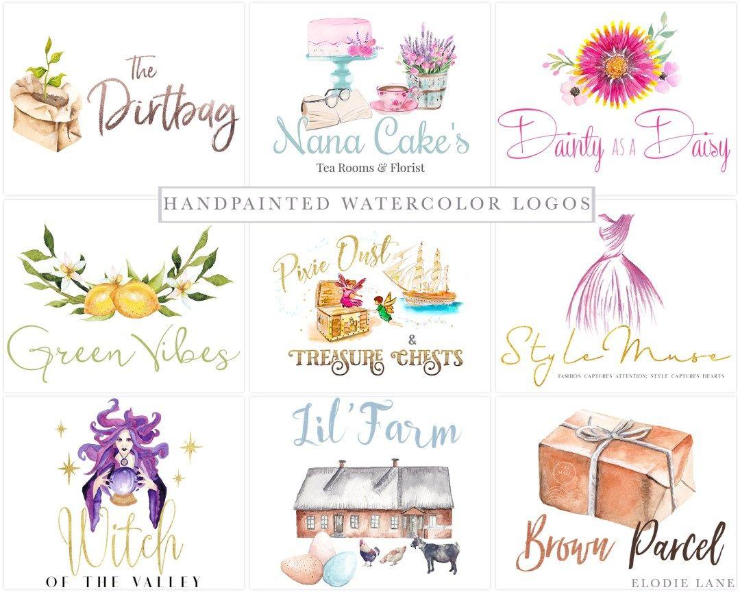 Painted Logo - One of a Kind Hand Painted Watercolour Logo Design - Elodie Lane ...