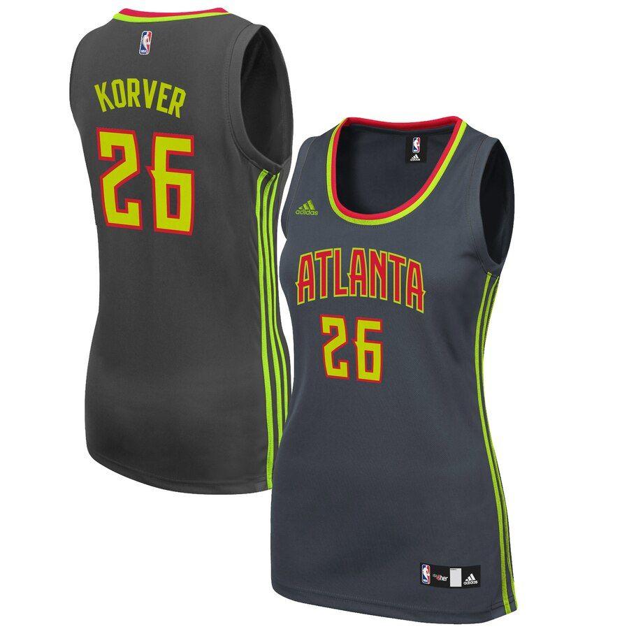 Korver Logo - Women's Atlanta Hawks Kyle Korver adidas Charcoal Road Replica Jersey