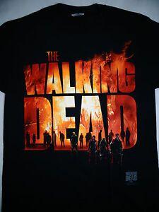 TWD Logo - Details about The Walking Dead TWD Tv Show Farm Barn in Flames Logo Walkers  T-Shirt