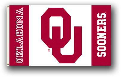 Sooners Logo - Oklahoma Sooners Logo Red/White 3X5 Flag With Metal Grommets