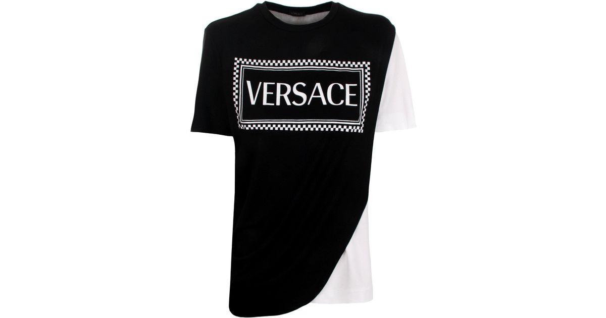Checkerboard Logo - Versace Checkerboard Logo T Shirt Black White