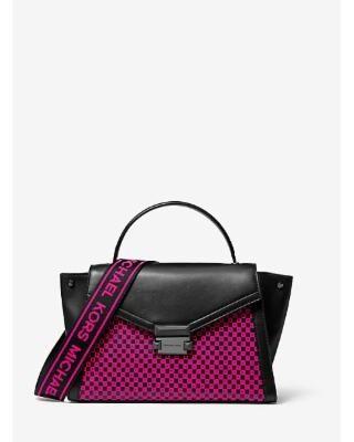 Checkerboard Logo - MICHAEL Michael Kors MICHAEL Michael Kors Whitney Medium Neon Checkerboard Logo Satchel Pink ONE SIZE from Michael Kors