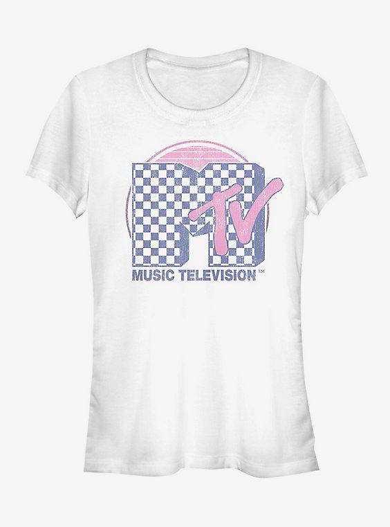 Checkerboard Logo - MTV Checkerboard Logo Girls T Shirt