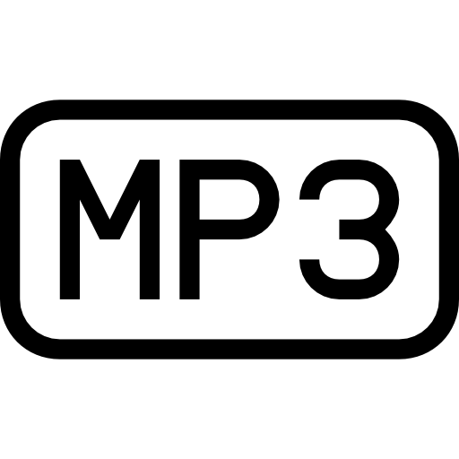 MP3 Logo - Mp music, audio, file, outlined, rectangular, interface, symbol