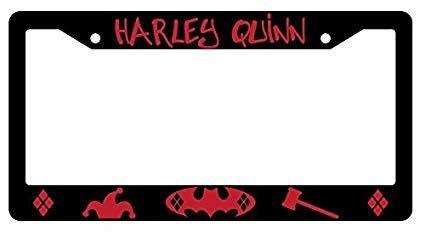 GSF Logo - GSF Frames Harley Quinn Logo (Design 1) Black Plastic License Plate Frame Super Hero Theme 2522