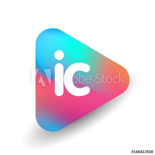 IC Logo - Letter IC logo in triangle shape and colorful background, letter