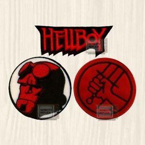 Hellboy Logo - Details about Set of Hellboy Patches Word Logo Face Bureau For Paranormal  Comic Embroidered