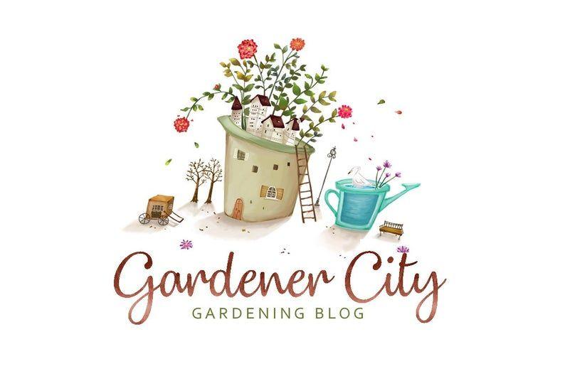 Gardener Logo - Gardening logo, Gardener logo, Water bucket logo. Little house logo, Floral  logo, Pitcher logo, one of a kind, Sketched logo, Drawn logo