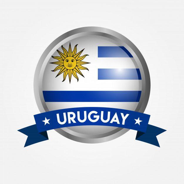 Uruguay Logo - Isolated flag of uruguay on a button Vector | Premium Download