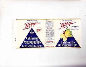Libby's Logo - Details about Vintage'S CALIFORNIA ASPARAGUS TIPS- Can LABEL