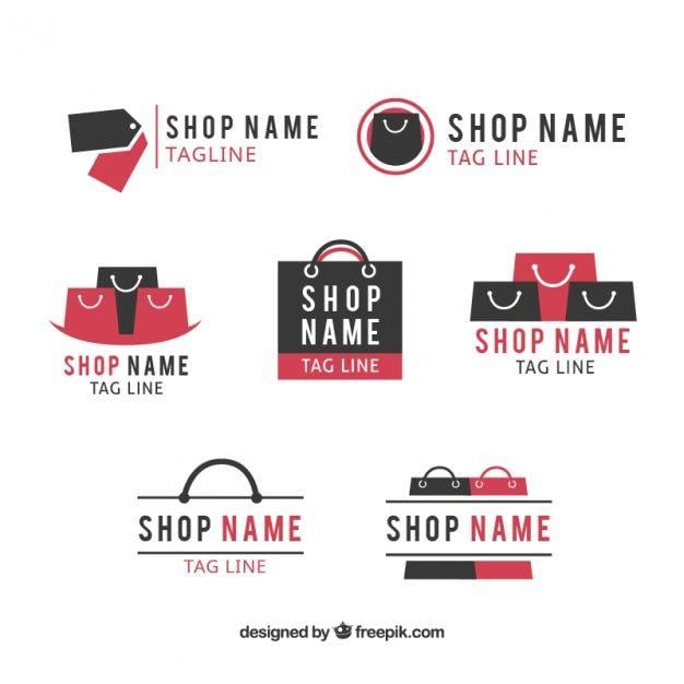 Shops Logo - Assortment of flat logos for shops Vector | Free Download