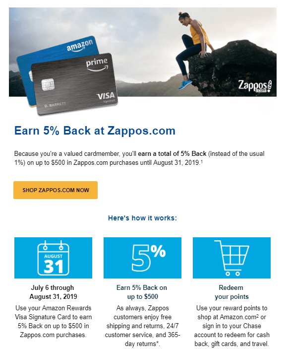 Zappos.com Logo - Targeted] Chase Amazon Cardholders - Earn 5% Back At Zappos (7/6-8 ...