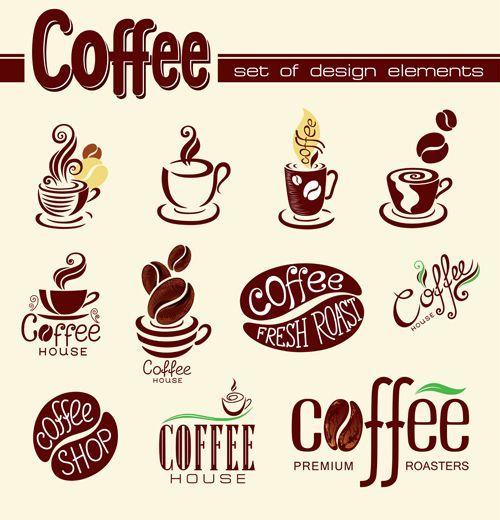 Shops Logo - Creative Coffee logo design elements vector | Books, Cats & Coffee ...