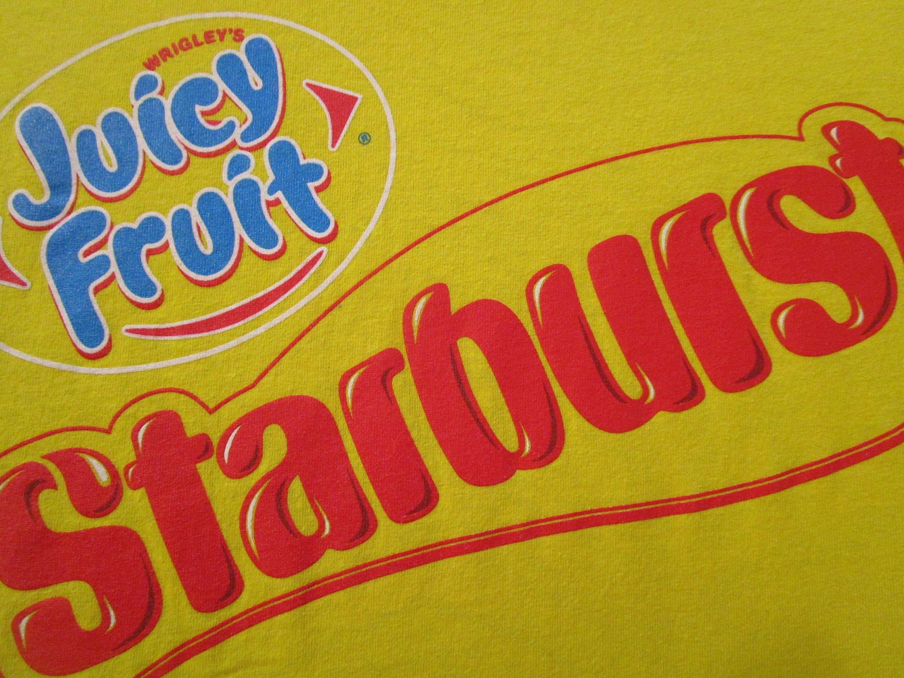 Starburts Logo - Candy Shirt. Wrigley's Juicy Fruit Starburst Shirt. Vintage T Shirt. Graphic Tee. Top. Retro Yellow. X Large. Foodie. Happy. Fun Streetwear