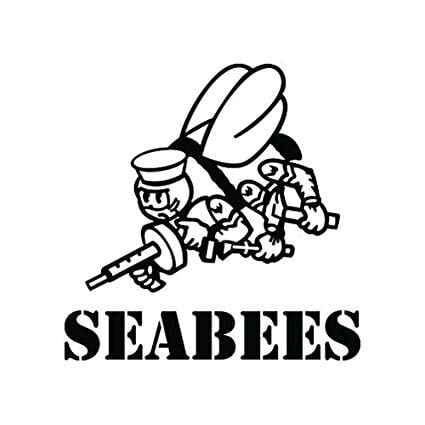 Seabee Logo - RDW CB Seabees Sticker - Decal - Die Cut - Black