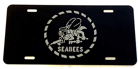 Seabee Logo - Amazon.com: Diamond Etched US Navy Seabee Logo Car Tag on Aluminum ...