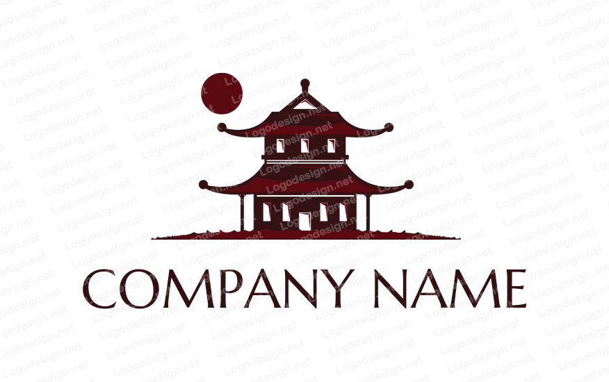 Pagoda Logo - Pagoda with sun | Logo Template by LogoDesign.net