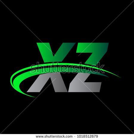 Xz Logo - initial letter XZ logotype company name colored green and black
