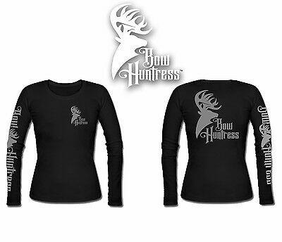 Huntress Logo - BOW HUNTRESS LOGO t shirt Women's Long sleeve hunting deer hunting logo  hunter