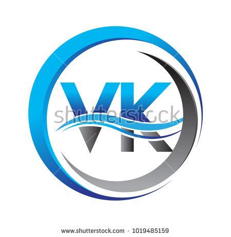 VK Logo - initial letter logo VK company name blue and grey color on circle ...