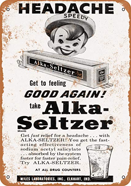 Alka-Seltzer Logo - Wall-Color 7 x 10 Metal Sign - 1955 Alka-Seltzer - Vintage Look